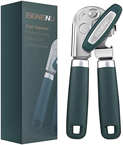  Can Opener Manual, Can Opener With Magnet, Hand Can Opener With Sharp Blade Smooth Edge, Handheld Can Openers With Big Effort-Saving Knob, Can Opener With Multifunctional Bottles Opener