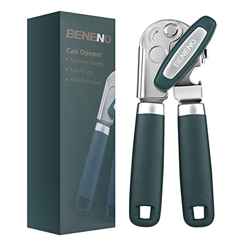  Can Opener Manual, Can Opener With Magnet, Hand Can Opener With Sharp Blade Smooth Edge, Handheld Can Openers With Big Effort-Saving Knob, Can Opener With Multifunctional Bottles Opener
