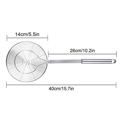  Pider Strainer Skimmer, Swify Stainless Steel Asian Strainer Ladle Frying Spoon With Handle For Kitchen Deep Fryer, Pasta, Spaghetti, Noodle, 5.5 Inch