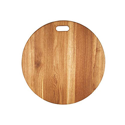  American Oak Wood Diameter 19 Inches Oversized Charcuterie Board | Large Cheese Board | Serving Board With Handle For Serving Cheeses, Meats, Crackers, And Wine | Unique Gift (Round Cutting Board)