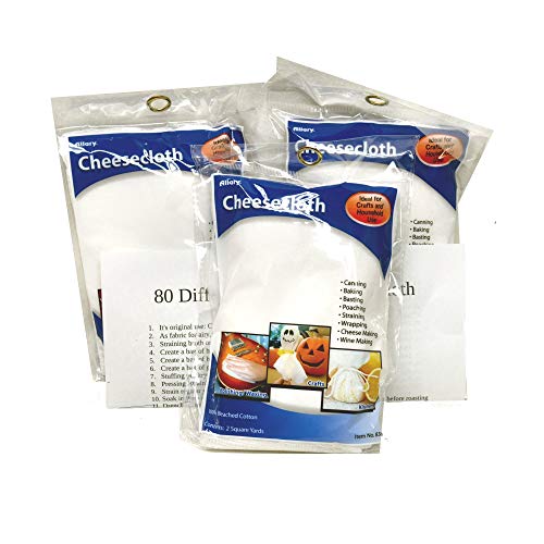  Undle Of 3 Packs Of Cheesecloth 1.5 Yards Each Total 4.5 Square Yards Of 100 Percent Bleached Cotton + Cheese Cloth 80-Uses