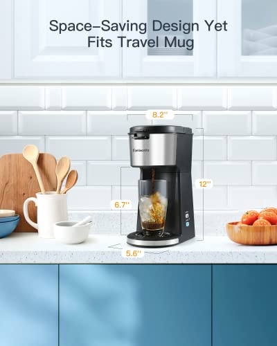  Iced Coffee Maker, Hot And Cold Coffee Maker Single Serve For K Cup And Ground, With Descaling Reminder And Self Cleaning, Iced Coffee Machine For Home, Office And RV