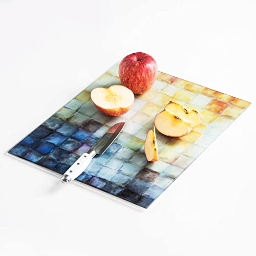  Glass Cutting Board, 16 * 12 Inch Set Of 1 Tempered Glass Cutting Board, Decorative Square Marble Chopping Board For Kitchen, Scratch, Heat, Shatter Resistant Cutting Mat (Mosaic)