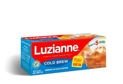  Cold Brew Black Tea Bags, Family Size, Unsweetened, 22 Count Box, Specially Blended For Cold Brew In Water, Clear & Refreshing Home Brewed Southern Iced Tea