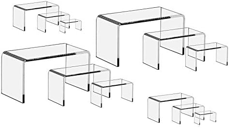  12 Piece Set - Clear Acrylic Display Risers, Acrylic Clear Riser Sets Display Stand For Jewelry, Baked Goods, Bakery Use, Collectibles, Figures/Figurines