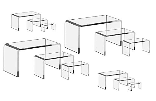  12 Piece Set - Clear Acrylic Display Risers, Acrylic Clear Riser Sets Display Stand For Jewelry, Baked Goods, Bakery Use, Collectibles, Figures/Figurines
