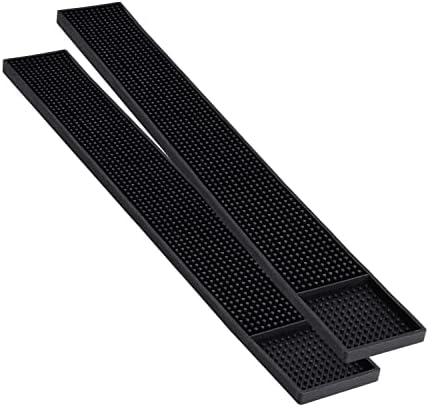  | Black Bar Mats Set Of 2 (12x6 Inches) | Drying, Durable And Stylish Spill Mats For Bars, Restaurants, Coffee Shops, Bar Mats For Countertop And Table Top, Non-Spill & Non-Toxic Mats