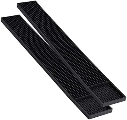  | Black Bar Mats Set Of 2 (12x6 Inches) | Drying, Durable And Stylish Spill Mats For Bars, Restaurants, Coffee Shops, Bar Mats For Countertop And Table Top, Non-Spill & Non-Toxic Mats