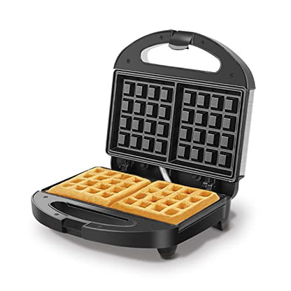  Waffle Maker, Non Stick Waffle Irons, Compact 2 Slice Waffle Makers For Breakfast, Snacks, PFOA Free, ETL Certificated, Black/Silver