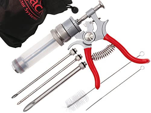  SpitJack Magnum Meat Injector With Three Needles XL. Food Flavor Injection Syringe For Smoked BBQ Marinades And Meat Seasoning. Great For Pork Butt, Beef Brisket, Turkey Breast. Made In The USA.