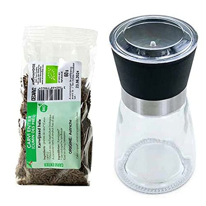  Glass And Ceramic Spice Mill + Organic Whole Caraway