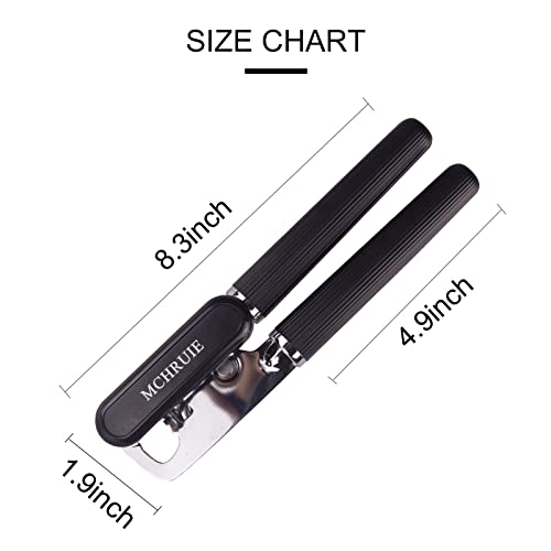  Can Opener Manual - Handheld Strong Heavy Duty Can Opener, Can Openers Smooth Edge With Sharp Blade, Oversized Easy To Use Turn Knob, Upgrade Manual Can Openers For Seniors With Arthritis (Black)