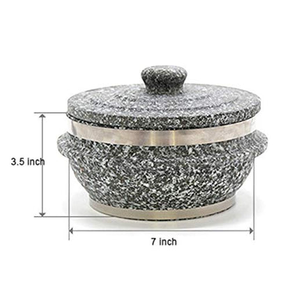  Gopdol Natural Giblet Pot Dolsot Pot With Stone Lid For Nutrition Rice Steamer (Large 7 X 3.5 Inch)