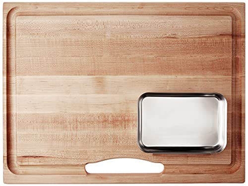  Lock PM2418225-P Newton Prep Master Maple Wood Reversible Cutting Board With Juice Groove And Pan, 24 Inches X 18 Inches X 2.25 Inches