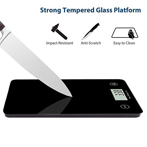  Digital Kitchen Scale, 11lb 5kg Digital Food Scales, Touch Button, Tare Function, Large Display, Easy To Clean (Black)