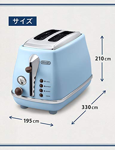 De'Longhi Pop-up Toaster 「ICONA Vintage Collection」CTOV2003J-AZ (Azzurro Blue)【Japan Domestic Genuine Products】