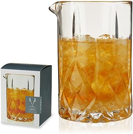  Cocktail Mixing Glass 23 Oz. Crystal Pitcher Pedestal Design Bartending Glasses - Barware Essentials