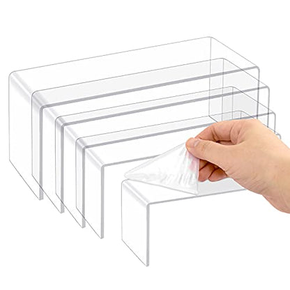  5 Pack Clear Acrylic Display Risers, 5 Sizes Acrylic Jewelry Display Riser Shelf Showcase Fixtures For Cake Candy Display Stand