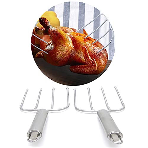  Stainless Steel Turkey & Roast Lifters, Set Of 2 - Turkey And Poultry Lifters Roaster Poultry Forks Great For Thanksgiving, Transfer Turkey Or Ham Easily