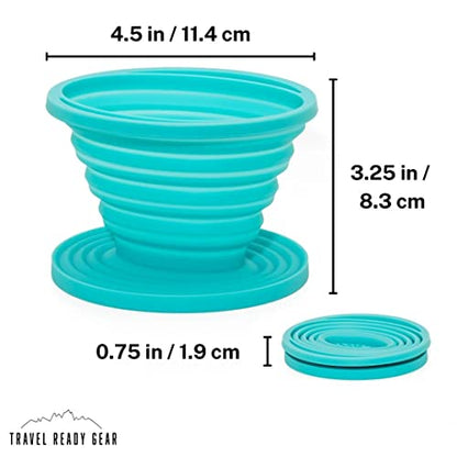  100% Silicone Collapsible Pour Over Coffee Maker Great For Travel, Backpacking, Camping, Vanlife (Teal)