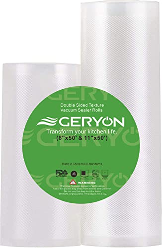  Vacuum Sealer Bags Rolls, 8x50ft & 11x50ft For Food Storage, Double Sided Texture, BPA Free, Heavy Duty, Great For Vacuum Seal Storage, Meal Prep Or Sous Vide
