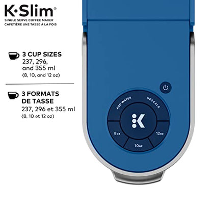 Keurig® K-Slim Single Serve K-Cup Pod Coffee Maker, Featuring Simple Push Button Controls And MultiStream Technology, Twilight Blue