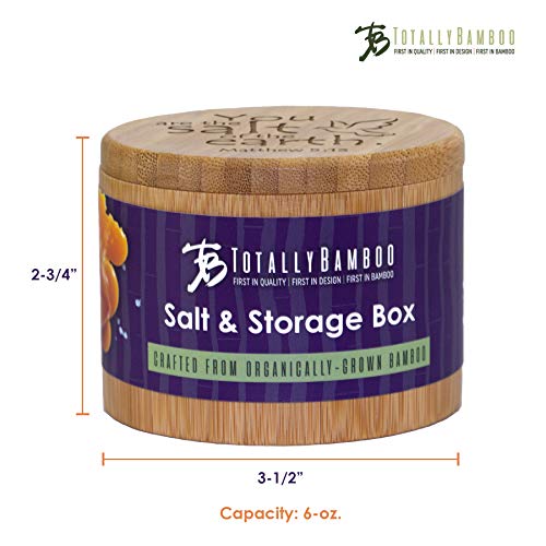  Salt Cellar Bamboo Storage Box With Magnetic Swivel Lid, 6 Ounce Capacity, You Are The Salt Of The Earth Matthew 5:13 Engraved On Lid