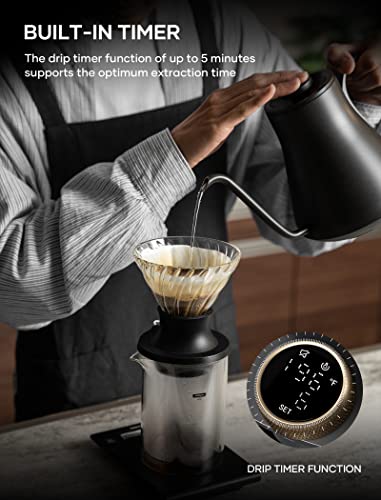  Electric Gooseneck Kettle With Temperature Control, Pour Over Coffee & Tea, 1200W 180-sec Quick Boil Time, 600g Ultra Light, 0.9L, White