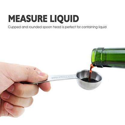  18/8 Stainless Steel Measuring Spoons, Set Of 6 For Measuring Dry And Liquid Ingredients