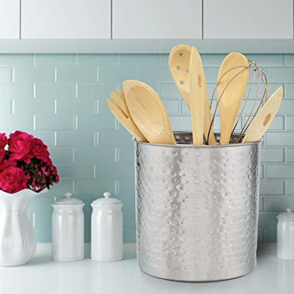  Old Dutch Jumbo Hammered Brushed Nickel H X 7" Dia. Utensil Holder