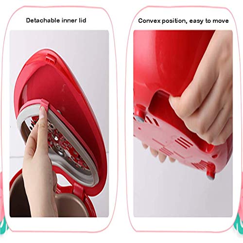  Peach Heart-Shaped Rice Cooker, Smart 300W Rice Cooker, 1.8L, 1-3 People, Non-Stick Pan, Constant Temperature Insulation,Red
