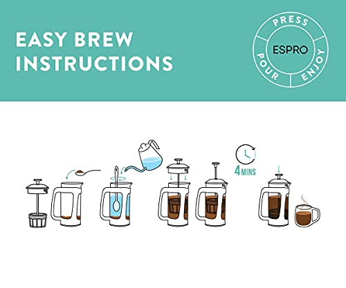  - P3 French Press - Double Micro-Filtered Coffee And Tea Maker, Grit-Free And Bitterness-Free Brews, Durable Stainless Steel Frame, Ideal For Loose Tea And Coffee Grounds - (Black, 32 Oz)