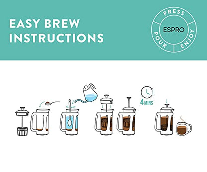  - P3 French Press - Double Micro-Filtered Coffee And Tea Maker, Grit-Free And Bitterness-Free Brews, Durable Stainless Steel Frame, Ideal For Loose Tea And Coffee Grounds - (Black, 32 Oz)