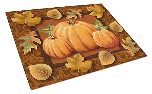  PTW2009LCB Pumpkins And Fall Leaves Glass Cutting Board Large, Decorative Tempered Glass Cutting And Serving Board Large Size Chopping Board,