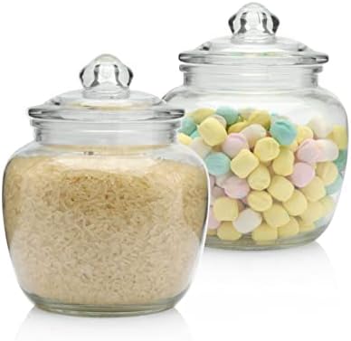  Glass Jars With Airtight Lid - Set Of 2 Large Apothecary Jar - 2 Pc Glass Jar Set – Canisters Sets For The Kitchen For Cookies, Flour, Sugar, Rice - Holds 75oz 9.5 X 5.5-inch