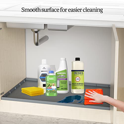  Under Sink Mat For 36" Cabinet, Holds Over 3.3 Gallons, Silicone Waterproof Mat, Under Sink Liner Sink Cabinet Protector For Water Drips, Leaks, Spills Gray 35x22.5 Inch