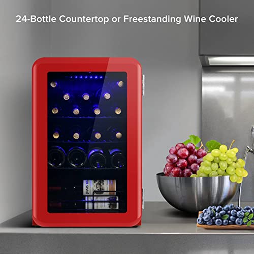  Compressor Wine Cooler, Digital Temperature Control Freestanding Wine Cellar,24 Standard Bottle