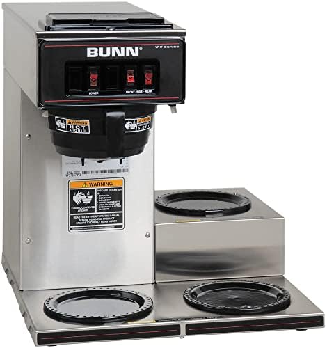 BUNN® VP17-3, 12-Cup Low Profile Pourover Commercial Coffee Maker, 3 Lower Warmers, 13300.0003