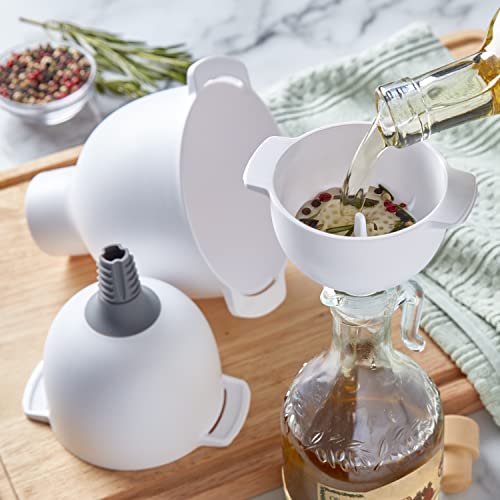 KitchenAid Set Of 5 Kitchen Funnel Set, With Removable Strainer And Removable Spout,White