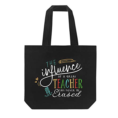  ELEGANTPARK Funny Teacher Gifts For Women Teacher Appreciation Gifts From Students Birthday Graduation Valentines Day Christmas Gifts For Teacher Tote Bag Black Cotton Canvas With Interior Pocket