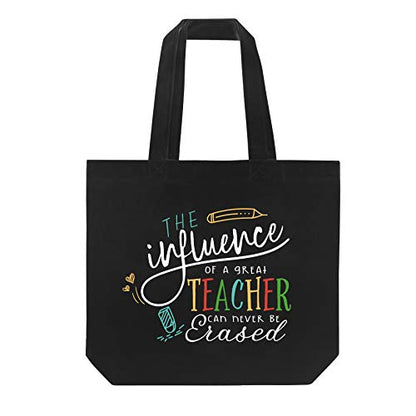  ELEGANTPARK Funny Teacher Gifts For Women Teacher Appreciation Gifts From Students Birthday Graduation Valentines Day Christmas Gifts For Teacher Tote Bag Black Cotton Canvas With Interior Pocket