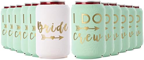  I Do Crew And Bride Bachelorette Party Can Coolers, Set Of 12 Beer Can Coolies, Perfect Bachelorette Party Decorations And Bridesmaid Gifts (Navy Blue)