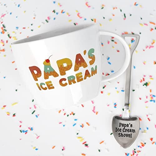 On Caffeine Gifts For Papa – Papa’s Ice Cream Bowl And Engraved Spoon Papa’s Ice Cream Shovel – Ideal Father’s Day Gift, Christmas Gift Or Birthday Gift (Papa)