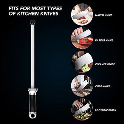  Knife Honing Rod,10 Inches Ceramic Sharpening Stick, Home Kitchen Knife Sharpener, 1000 Grit Ceramic