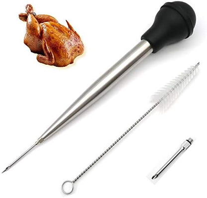  Turkey Baster Syringe For Cooking, Baster Syringe For Thanksgiving, Stainless Steel Turkey Baster With Needles And Cleaning Brush