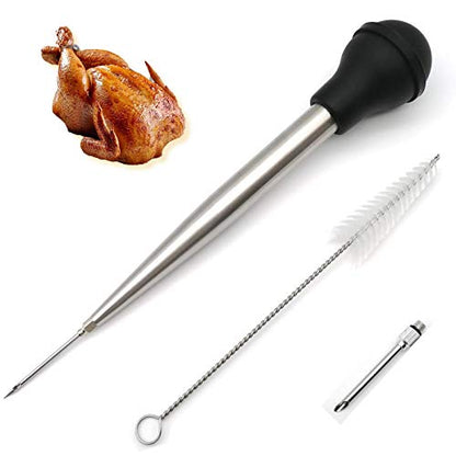  Turkey Baster Syringe For Cooking, Baster Syringe For Thanksgiving, Stainless Steel Turkey Baster With Needles And Cleaning Brush