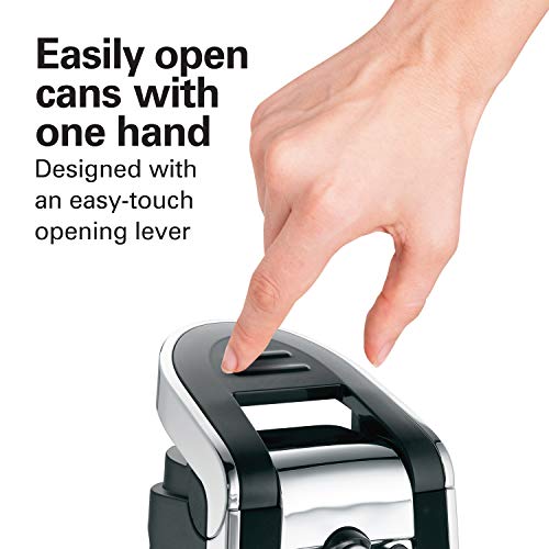 Hamilton Beach Smooth Edge Electric Automatic Kitchen With Easy Push Down Lever, Opens All Standard-Size And Pop-Top Cans, Stainless Steel Scissors, Black And Chrome