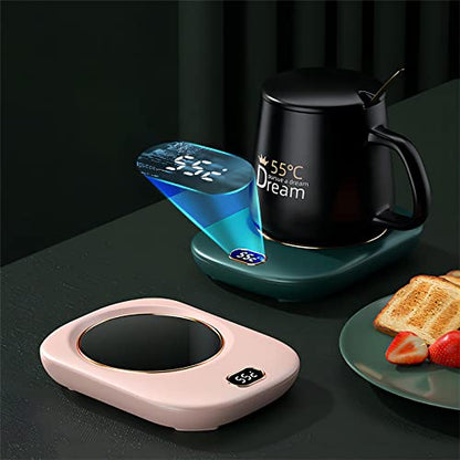  Candle Warmer Coffee Mug Warmer For Desk, With Detachable USB Power Cable, 3 Temperature Setting 113℉-131℉-149℉, Suitable For Office, Home And Many Occasions (Pink No Cup)