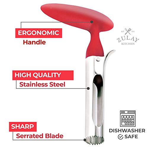  Premium Apple Corer - Easy To Use Durable Apple Corer Remover For Pears, Bell Peppers, Fuji, Honeycrisp, Gala And Pink Lady Apples - Stainless Steel Best Kitchen Gadgets Cupcake Corer - Red