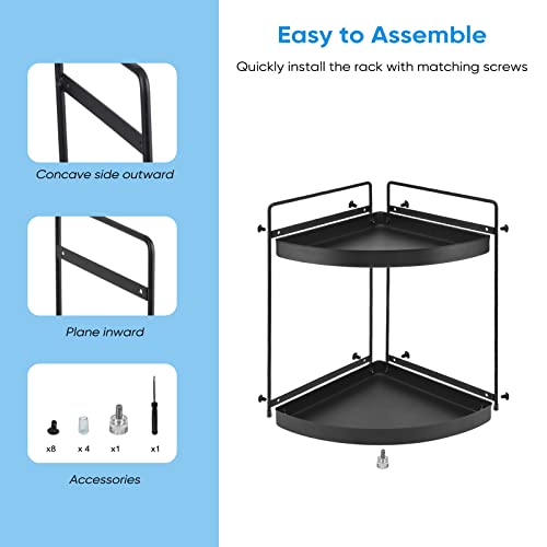  Lvssci 2 Tier Corner Shelf Rack Kitchen Counter Cabinet Bathroom Organizer Makeup Cosmetic Countertop Organization And Storage Under Sink Organizers Perfume Trays For Dresser Black